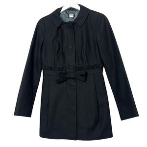 J. Crew Trench Coat Long Fully Lined Long Sleeve Ruffle Belt Collared Fashion